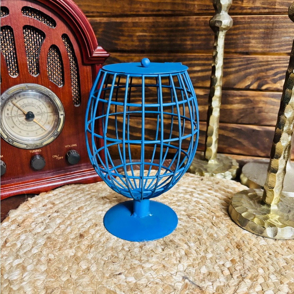 Blue Wire Candle Holder